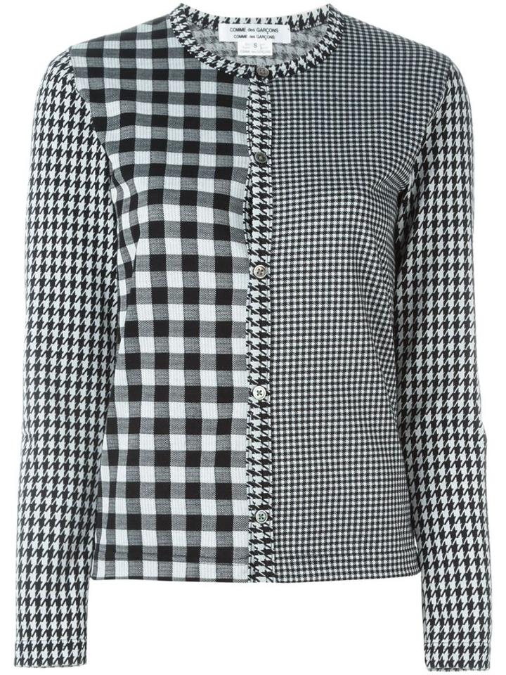 Comme Des Garçons Comme Des Garçons Checked Panel Cardigan, Women's, Size: M, Black, Cotton/polyester