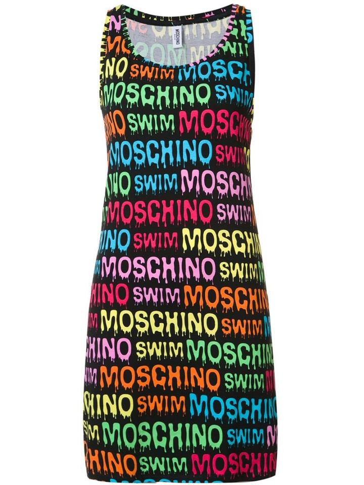 Moschino - Logo Print Beach Dress - Women - Cotton/spandex/elastane - L, Black, Cotton/spandex/elastane