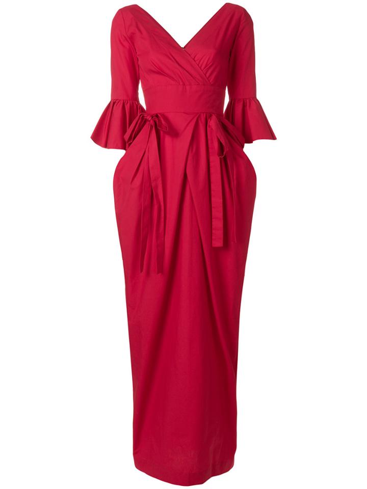 Milla Milla Wrap-front Column Gown - Red