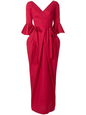 Milla Milla Wrap-front Column Gown - Red