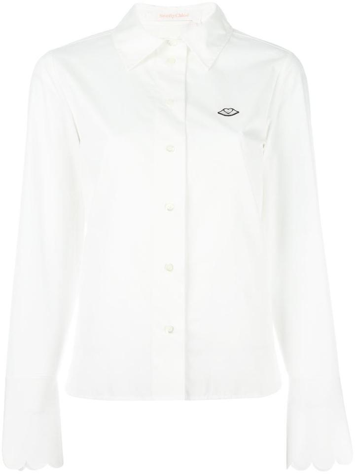 See By Chloé Scalloped Cuff Shirt, Women's, Size: 40, White, Cotton