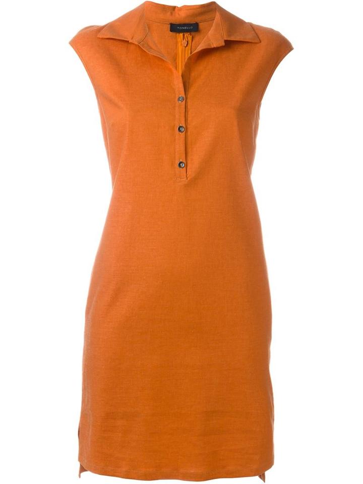 Tonello Shift Dress, Women's, Size: 46, Yellow/orange, Linen/flax/viscose/spandex/elastane