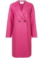 Harris Wharf London Midi Double Breasted Coat - Pink & Purple