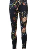 7 For All Mankind Floral Print Cropped Jeans, Women's, Size: 26, Blue, Cotton/spandex/elastane