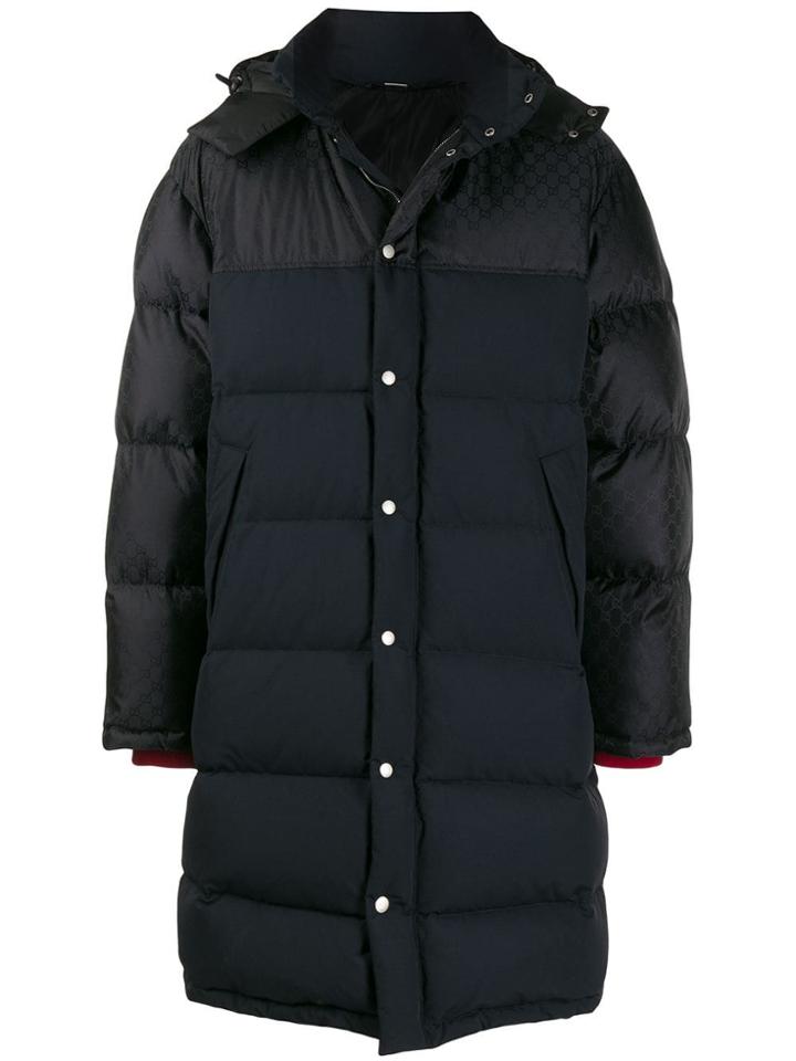 Gucci Gg Feather Down Hooded Coat - Black