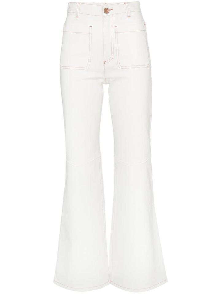 See By Chloé Contrast Stitch Flared Jeans - White