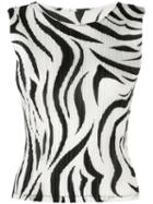 Pleats Please By Issey Miyake Zebra-pattern Pleated Top - White