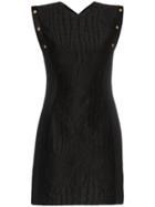 Versace Sleeveless Crocodile Embossed Cotton Silk-blend Mini Dress -