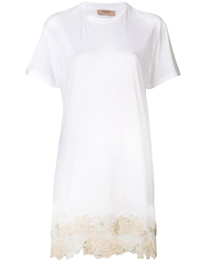 Twin-set Lace Hem Dress - White