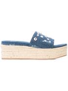 Miu Miu Embellished Platform Slides - Blue