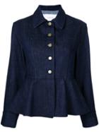 Le Ciel Bleu Denim Peplum Jacket, Women's, Size: 36, Blue, Cotton