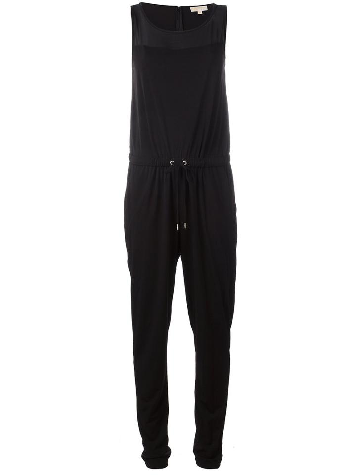 Michael Michael Kors Jumpsuit With Tapered Leg And Drawstring Waist, Women's, Size: Small, Black, Polyester/spandex/elastane