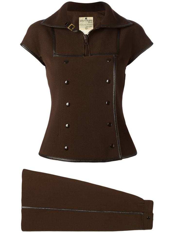 Courrèges Pre-owned Piped Skirt Suit - Brown