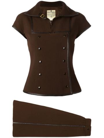 Courrèges Pre-owned Piped Skirt Suit - Brown