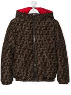 Fendi Kids All-over Logo Jacket - Neutrals