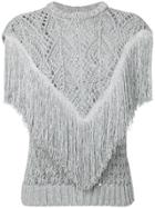 Circus Hotel Fringed Knitted Top - Metallic