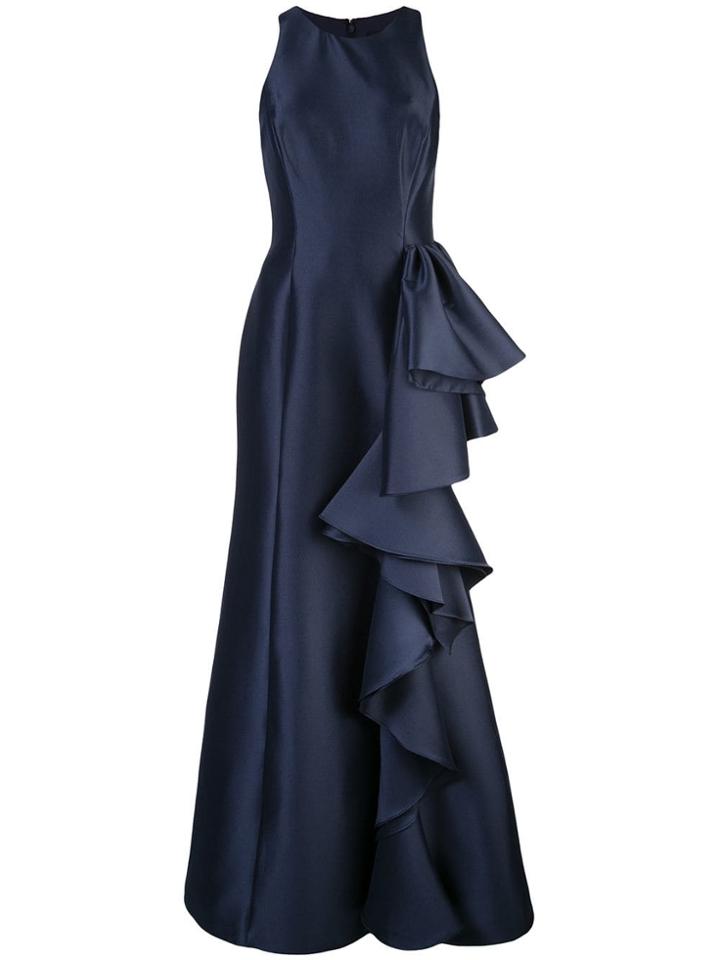 Badgley Mischka Ruffled Side Gown - Purple