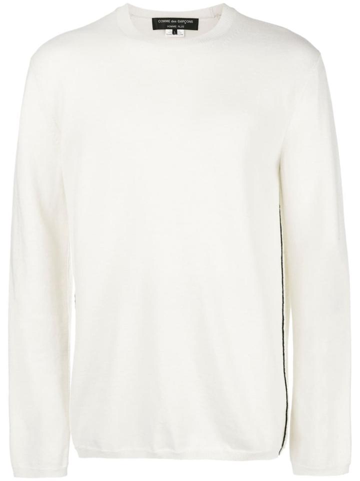 Comme Des Garçons Homme Plus Contrast Side Stripe Jumper - White