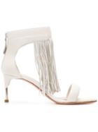 Alexander Mcqueen Mid Fringed Sandals - White