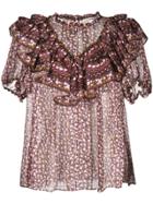 Ulla Johnson Ruffled Print Blouse - Pink & Purple