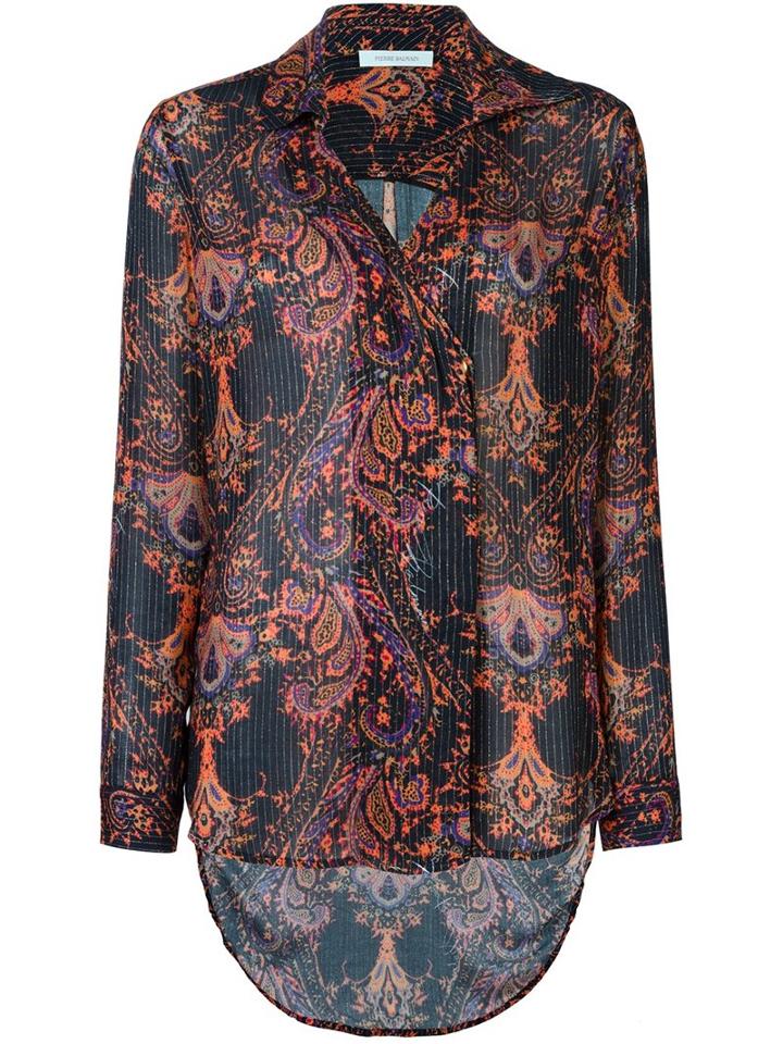 Pierre Balmain Printed Embroidered Shirt, Women's, Size: 38, Rayon