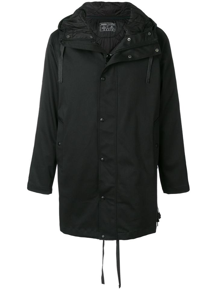 Sempach Single Breasted Parka Coat - Black
