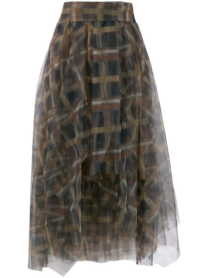 Brunello Cucinelli Tulle Midi Skirt - Green