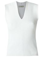 Egrey V Neck Knit Blouse, Women's, Size: Medium, White, Viscose/polyamide/spandex/elastane