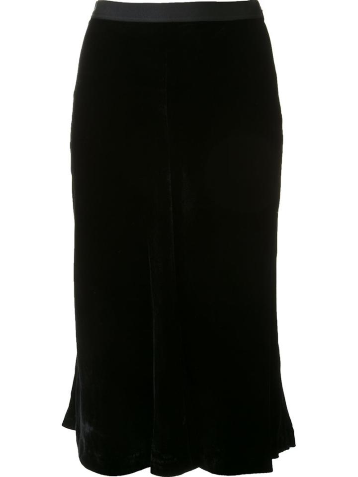 T By Alexander Wang Velvet Midi Skirt, Women's, Size: Small, Black, Silk/polyester/rayon