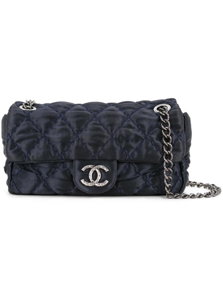 Chanel Vintage Cultra Stitches Quilted Chain Shoulder Bag - Blue