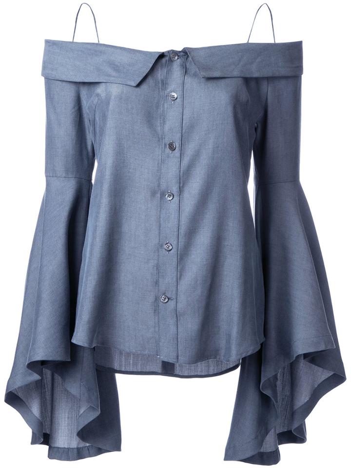 G.v.g.v. - Denim Off-shoulders Blouse - Women - Tencel - 36, Grey, Tencel