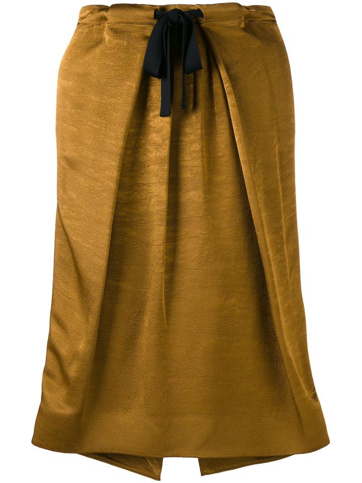 Victoria Beckham - Folded Straight Skirt - Women - Viscose - 12, Brown, Viscose