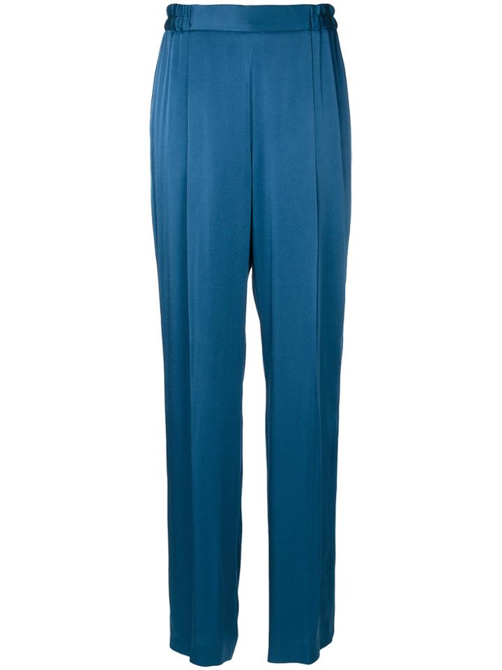Stella Mccartney Straight Satin Trousers - Blue