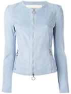 Drome Zipped Leather Jacket, Women's, Size: Medium, Blue, Lamb Skin