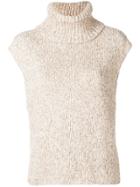 Paule Ka Short-sleeved Roll Neck Sweater - Nude & Neutrals