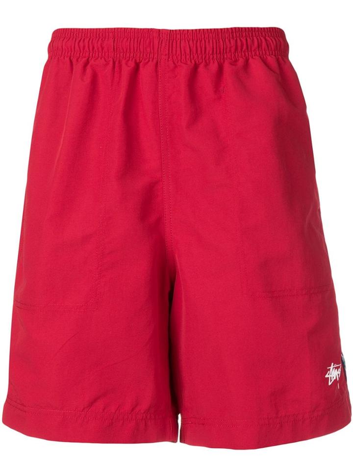 Stussy Stripe Detail Track Shorts - Red