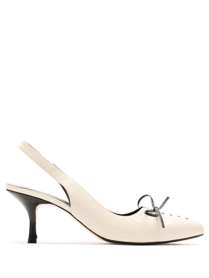 Sarah Chofakian Bow Detail Slingback Pumps - White