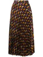 Sandro Paris Patterned Pleated Midi Skirt - Black