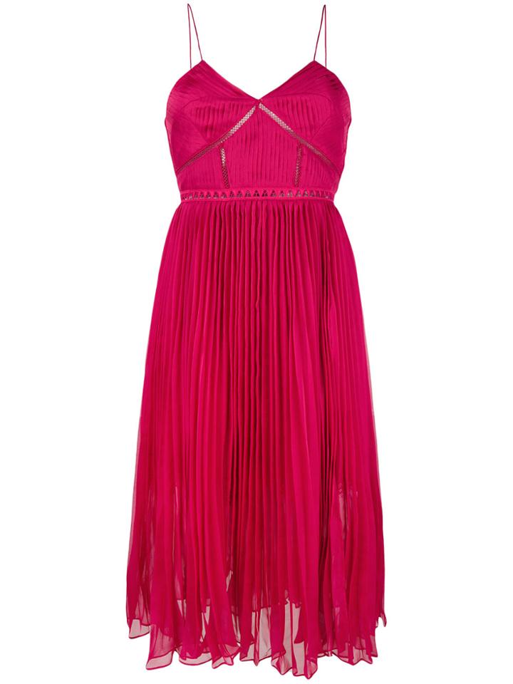 Self-portrait Pleated Midi Dress - Pink & Purple