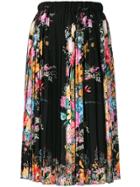 No21 Floral Print Pleated Skirt - Black