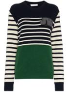 Jw Anderson Striped Logo-patch Jumper - Blue