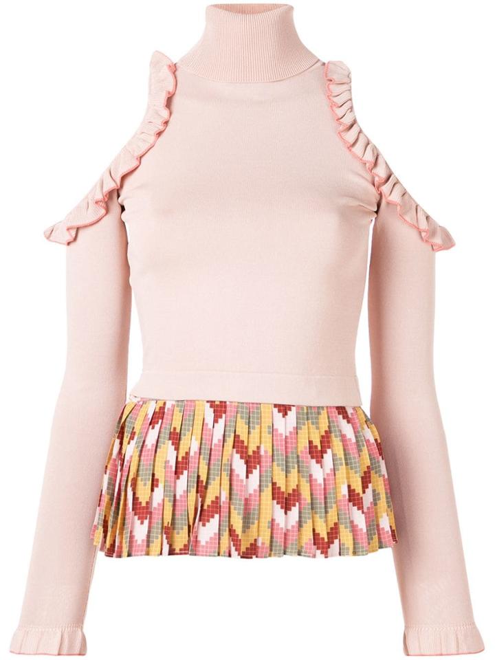 Elisabetta Franchi Cut-out Shoulder Top - Neutrals