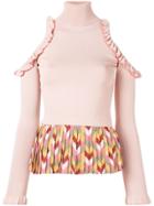 Elisabetta Franchi Cut-out Shoulder Top - Neutrals