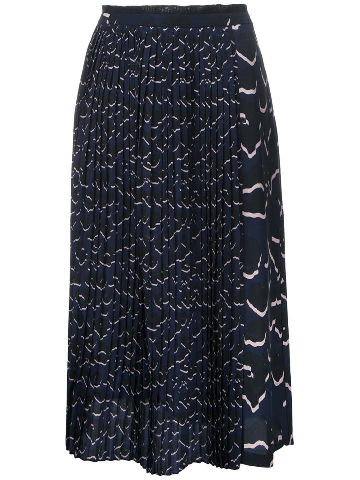 Markus Lupfer Printed Pleat Skirt, Women's, Size: Small, Blue, Polyester