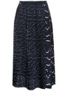 Markus Lupfer Printed Pleat Skirt, Women's, Size: Small, Blue, Polyester