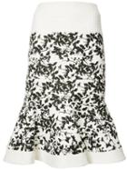 Carolina Herrera Floral Jacquard Trumpet Skirt, Women's, Size: 10, White, Cotton/viscose