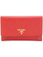 Prada Logo Stamp Grained Purse - Red