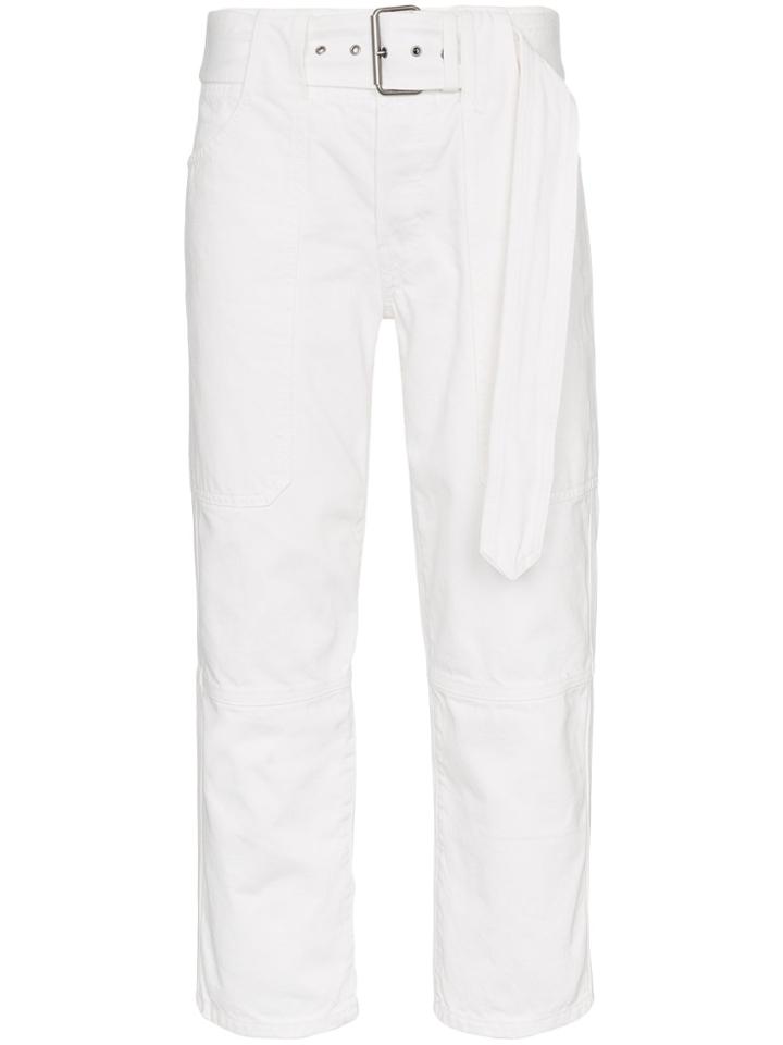 Proenza Schouler High Rise Straight Leg Jeans With Belt - White