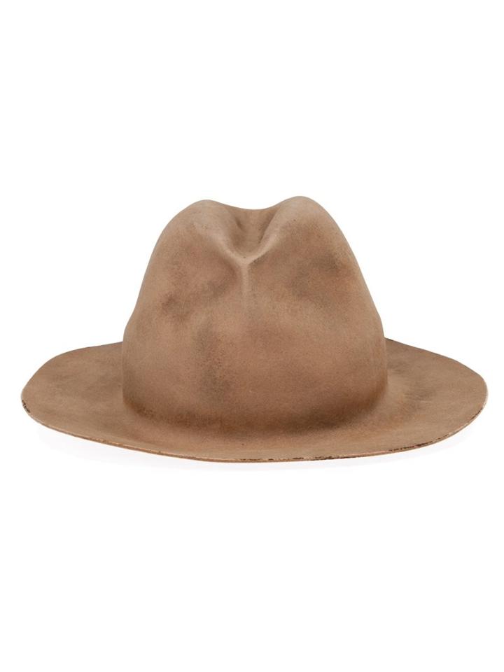 Horisaki Design & Handel Distressed Felt Hat, Men's, Size: Large, Nude/neutrals, Rabbit Fur