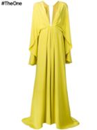 Christian Siriano Draped Gown, Women's, Size: 2, Yellow/orange, Silk